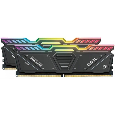 Оперативная память с RGB подсветкой 32GB Kit (2x16GB) GEIL POLARIS RGB 4800Mhz DDR5 PC5-38400 40-40-40-77 1.1V GOSG532GB4800C40DC Titanium Gray