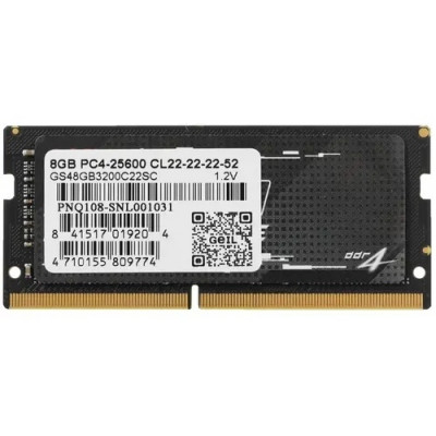 Оперативная память для ноутбука 8GB DDR4 3200MHz GEIL PRISTINE SERIES  PC4-25600 SO-DIMM 1.2V 22-22-22-52 GS48GB3200C22SC Retail Pack