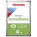 Жесткий диск для Видеонаблюдения  HDD 4Tb TOSHIBA S300 Surveillance 5400rpm 128Mb SATA3 3,5