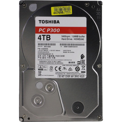Жесткий диск HDD 4Tb TOSHIBA P300 SATA 6Gb/s 5400rpm 128Mb 3.5