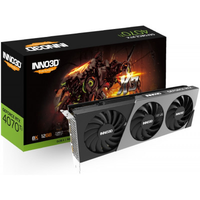 Видеокарта Inno3D GeForce RTX4070 Ti X3, 12G GDDR6X 192-bit HDMI 3xDP N407T3-126X-186148N