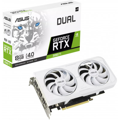 Видеокарта ASUS Dual GeForce RTX 3060Ti White OC Edition, 8GB DUAL-RTX3060TI-O8GD6X-WHITE,BOX