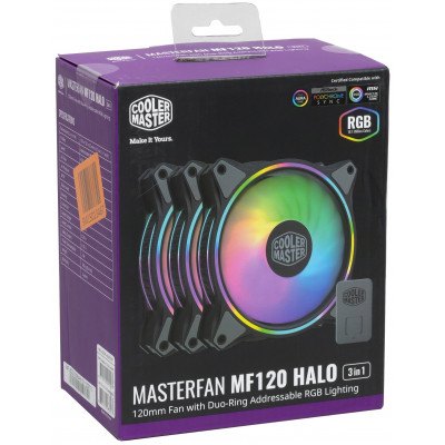 Вентилятор для корпуса Cooler Master MasterFan MF120 Halo, черный/серый/ARGB