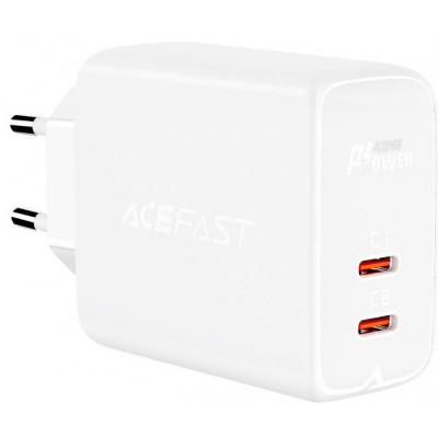 Зарядное устройство ACEFAST A9 PD40W(USB-C+USB-C) dual port (EU), белый