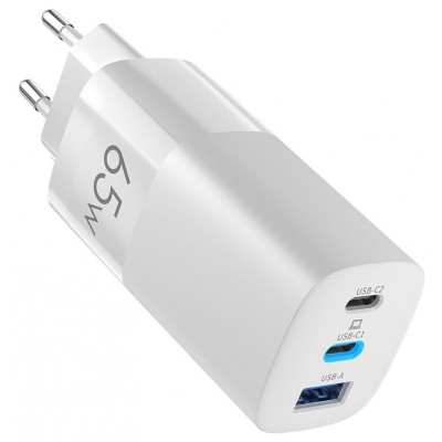 Зарядное устройство сетевое Olmio USB+Type-Cx2  QC 65W белый