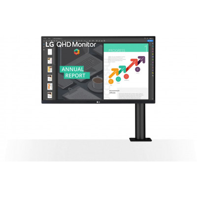 Монитор жидкокристаллический LG 27QN880-B.ADRZ LCD 27'' 16:9 2560х1440(WQHD) IPS, nonGLARE, 350cd/m2, H178°/V178°, 1000:1, 16.7M, 5ms, 2xHDMI, DP, USB-C, USB-Hub, Height adj, Pivot, Tilt, Swivel, Speakers, 2Y, Black