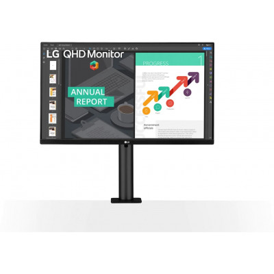 Монитор жидкокристаллический LG 27QN880-B.ADRZ LCD 27'' 16:9 2560х1440(WQHD) IPS, nonGLARE, 350cd/m2, H178°/V178°, 1000:1, 16.7M, 5ms, 2xHDMI, DP, USB-C, USB-Hub, Height adj, Pivot, Tilt, Swivel, Speakers, 2Y, Black