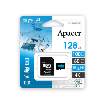 Карта памяти Apacer AP128GMCSX10U7-R 128GB + адаптер