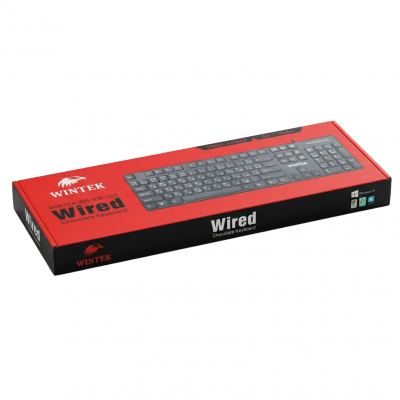 Клавиатура Wintek WS-KB-123, USB, рус/англ/каз, 1.5 м, чёрная