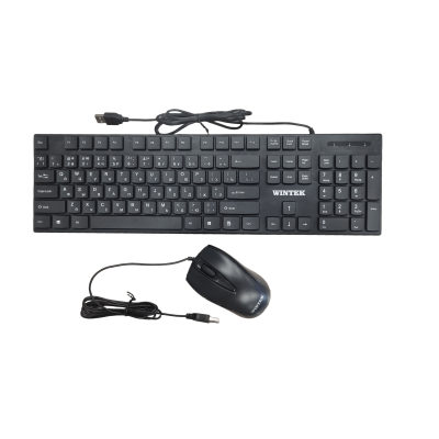 Комплект клавиатура+мышь Wintek WSKB-KB-510, USB, рус/англ/каз, 1.5 м, чёрный