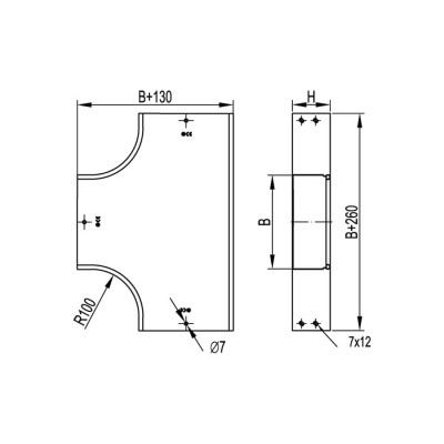 Ответвитель DPT T-образный горизонтальный DKC 100х50 в комплекте