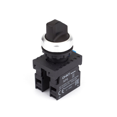 Переключатель без подсветки CHINT 2 положения с фиксацией чёрная 1НО+1НЗ IP65 Переключатель без подсветки CHINT 2 положения с фиксацией чёрная 1НО+1НЗ IP65