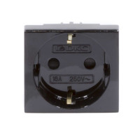 Розетка силовая серии Viva DKC 45205 2Р+Е со шторками черная Розетка силовая серии Viva DKC 45205 2Р+Е со шторками черная