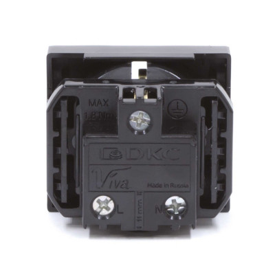 Розетка силовая серии Viva DKC 45205 2Р+Е со шторками черная Розетка силовая серии Viva DKC 45205 2Р+Е со шторками черная