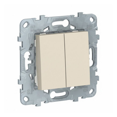 Переключатель двухклавишный SE NU521344 Unica New бежевый Переключатель двухклавишный SE NU521344 Unica New бежевый