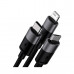 Интерфейсный кабель Baseus StarSpeed 1-for-3 USB to M+L+C 3.5A 1.2m Black (CAXS000001)