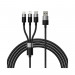 Интерфейсный кабель Baseus StarSpeed 1-for-3 USB to M+L+C 3.5A 1.2m Black (CAXS000001)