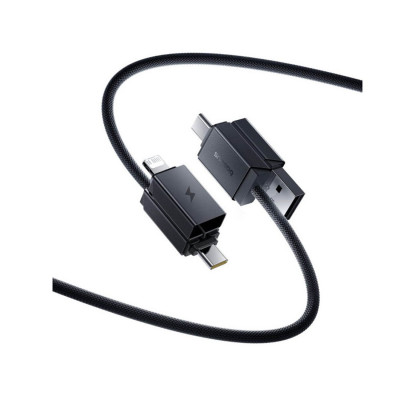 Интерфейсный кабель Baseus Versatile U+C to C+L 60W 1m White (P10383000211-00)