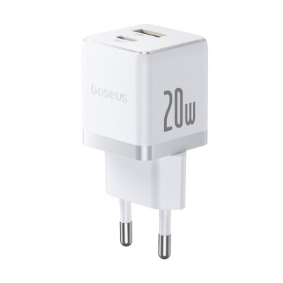 Адаптер питания Baseus Palm C+U 20W EU White ( в комлпекте кабель Type-c) (P10111608213-01)