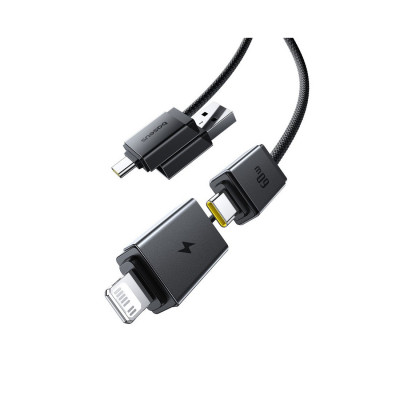 Интерфейсный кабель Baseus Versatile Two-for-Two U+C to C+L 60W 2m Black (P10383000121-02)