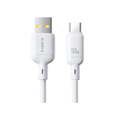 Интерфейсный кабель Baseus Silky Series USB to Type-C 100W 2m White (P10377703213-01)