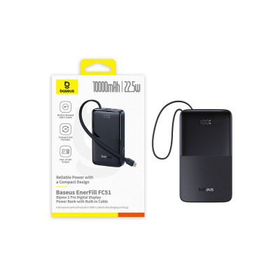 Портативный внешний аккумулятор Baseus EnerFill FC51 Bipow2 10000mAh 22.5W Black (E0027600) Портативный внешний аккумулятор Baseus EnerFill FC51 Bipow2 10000mAh 22.5W Black (E0027600)