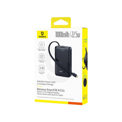 Портативный внешний аккумулятор Baseus EnerFill FC51 Bipow2 10000mAh 22.5W Black (E0027600) Портативный внешний аккумулятор Baseus EnerFill FC51 Bipow2 10000mAh 22.5W Black (E0027600)