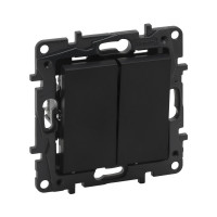 Выключатель двухклавишный Niloe Step 10А авт.клеммы Чёрный new