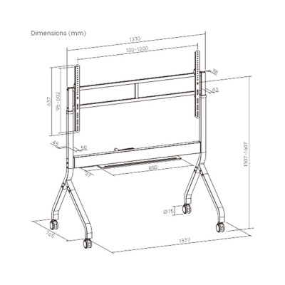Стойка мобильная Brateck TTF19H-612FW