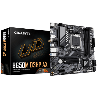 Материнская плата GIGABYTE B650M D3HP AX, AM5 B650, 4xDDR5, PCIe4.0, HDMI+2xDP, 2.5GLAN, 2xM.2, mATX Материнская плата GIGABYTE B650M D3HP AX, AM5 B650, 4xDDR5, PCIe4.0, HDMI+2xDP, 2.5GLAN, 2xM.2, mATX