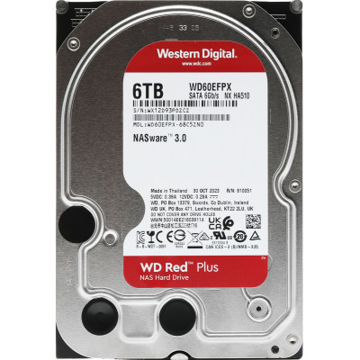 Жесткий диск HDD 6 Tb SATA 6Gb/s Western Digital Red Plus WD60EFPX 3.5” 5640rpm 256MB