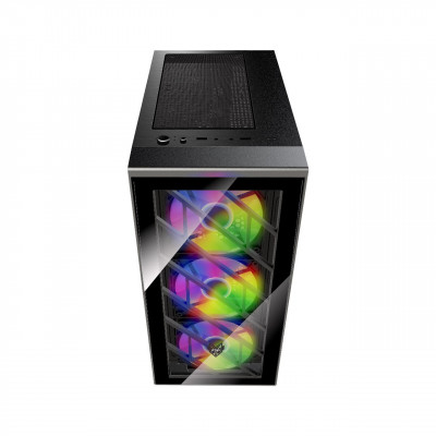 Компьютерный корпус FSP CMT192, Без БП, 1xUSB3.0/2xUSB2.0, 4xFAN120 RGB, 2xGlass, Black, ATX