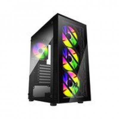 Компьютерный корпус FSP CMT192, Без БП, 1xUSB3.0/2xUSB2.0, 4xFAN120 RGB, 2xGlass, Black, ATX