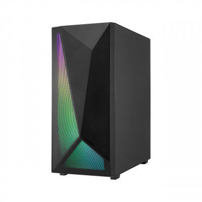 Компьютерный корпус FSP CMT195A, Без БП, 1xUSB3.0/2xUSB2.0, 1+3xFAN120 RGB, Glass, Black, ATX