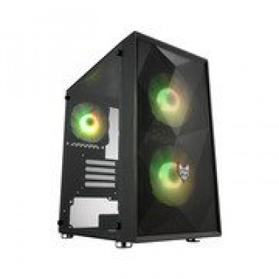 Компьютерный корпус FSP CST130A, Без БП, 1xUSB3.0/2xUSB2.0, 3xFAN120 RGB, Glass, Black, M-ATX