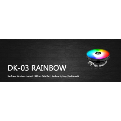 Кулер для процессора ID-Cooling DK-03 RAINBOW, S1700/1200/115x/AMD, 100W, 500-1800rpm, 61.5CFM, 4pin