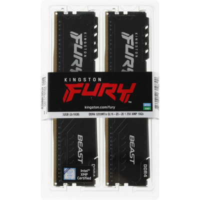 Модуль памяти Kingston Fury Beast KF432C16BBK2/32 DDR4 DIMM 32Gb KIT (2x16Gb) 3200 MHz CL16 (302008)