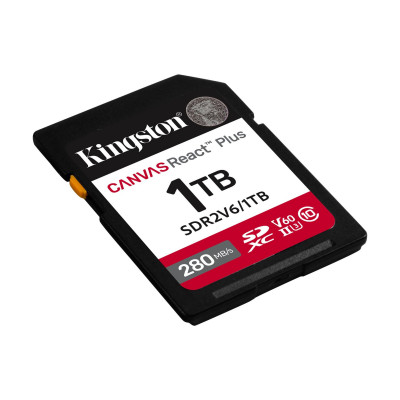 Карта памяти SD, Kingston Canvas React Plus, 1Tb, SDR2V6/1TB, UHS-II, R280/W150, V60 Карта памяти SD, Kingston Canvas React Plus, 1Tb, SDR2V6/1TB, UHS-II, R280/W150, V60