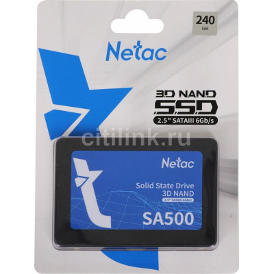 Твердотельный накопитель SSD 240Gb, SATA 6 Gb/s, Netac SA500, 2.5 Твердотельный накопитель SSD 240Gb, SATA 6 Gb/s, Netac SA500, 2.5