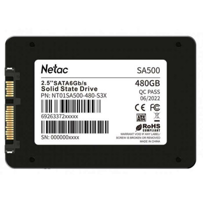Твердотельный накопитель SSD 480Gb, SATA 6 Gb/s, Netac SA500, 2.5 Твердотельный накопитель SSD 480Gb, SATA 6 Gb/s, Netac SA500, 2.5