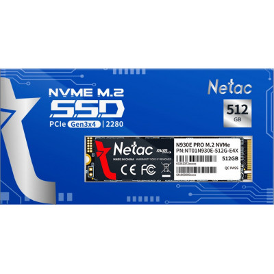 Твердотельный накопитель SSD 512Gb, M.2 2280, Netac N930E Pro, NVMe, PCIe 3x4, 2080R/1700W Твердотельный накопитель SSD 512Gb, M.2 2280, Netac N930E Pro, NVMe, PCIe 3x4, 2080R/1700W
