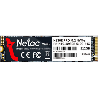 Твердотельный накопитель SSD 512Gb, M.2 2280, Netac N930E Pro, NVMe, PCIe 3x4, 2080R/1700W Твердотельный накопитель SSD 512Gb, M.2 2280, Netac N930E Pro, NVMe, PCIe 3x4, 2080R/1700W