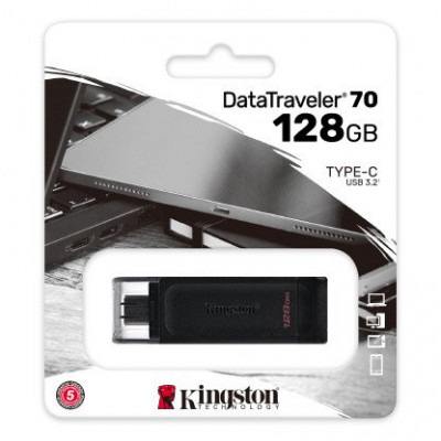 Флэш-накопитель Kingston 128Gb USB-C 3.2 Data Traveler 70 (Black)