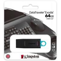 Флэш-накопитель Kingston 64Gb USB3.2 Gen1 Data Traveler Exodia (Black+Teal)