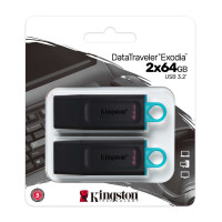 Флэш-накопитель Kingston 64Gb USB3.2 Gen1 Data Traveler Exodia (Black+Teal), комплект 2шт. Флэш-накопитель Kingston 64Gb USB3.2 Gen1 Data Traveler Exodia (Black+Teal), комплект 2шт.