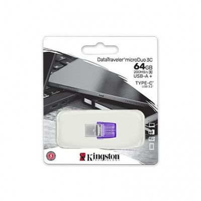 Флэш-накопитель Kingston 64Gb USB3.2+Type-C Data Traveler MicroDuo 3C (Metal) Флэш-накопитель Kingston 64Gb USB3.2+Type-C Data Traveler MicroDuo 3C (Metal)