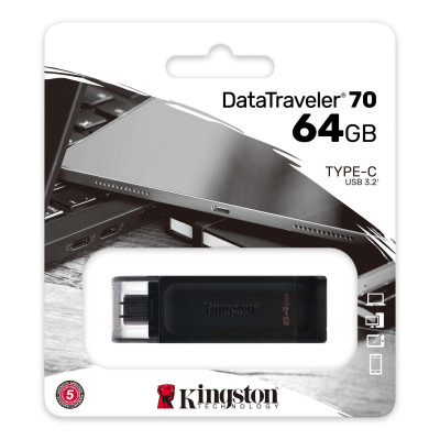 Флэш-накопитель Kingston 64Gb USB-C 3.2 Data Traveler 70 (Black) Флэш-накопитель Kingston 64Gb USB-C 3.2 Data Traveler 70 (Black)
