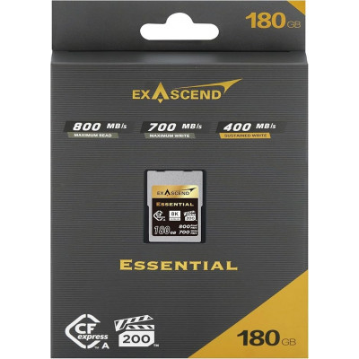 Карта памяти CFexpress Type A, 180Gb, Exascend Essential, VPG200 - 8K, PCIe3.0, R800/W700