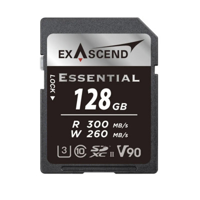 Карта памяти SD Exascend Essential, 128Gb, SDXC II, UHS-II (V90), R300/W260