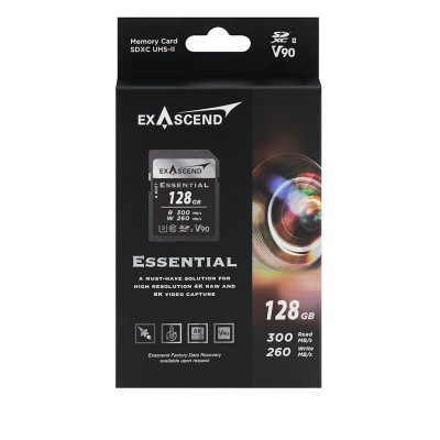 Карта памяти SD Exascend Essential, 128Gb, SDXC II, UHS-II (V90), R300/W260